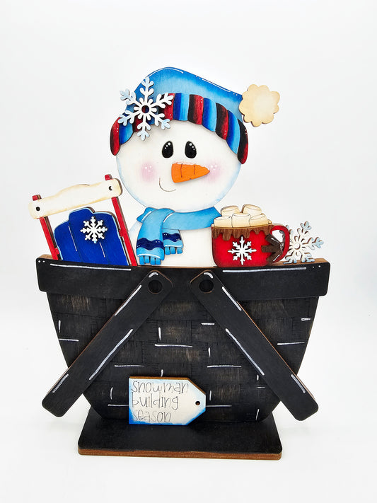 PAINTED - Snowman Basket - Large