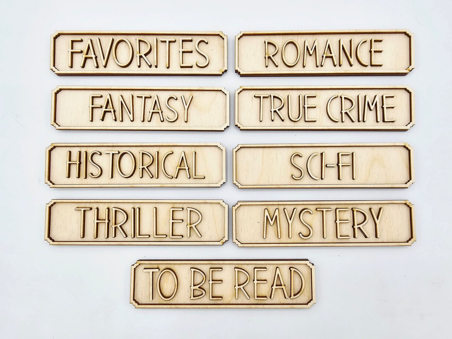 Bookshelf Genre Signs