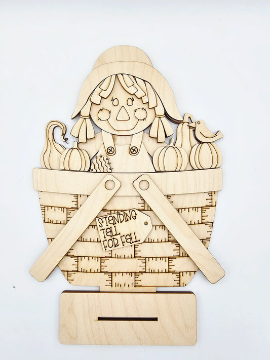 Fall Female Scarecrow Basket - Large