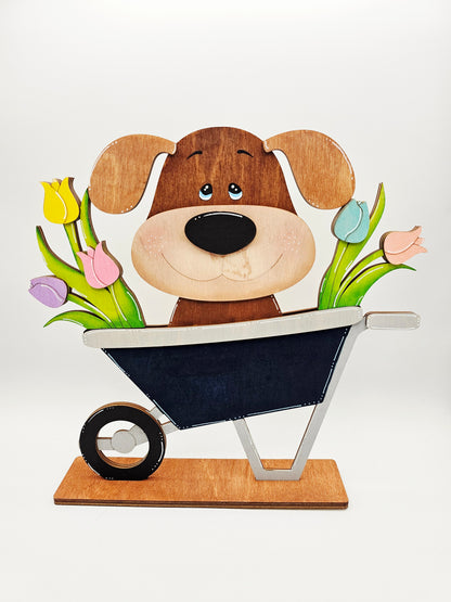 Spring Dog with Wheelbarrow