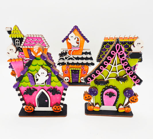 PAINTED - Mini Halloween Candy Houses