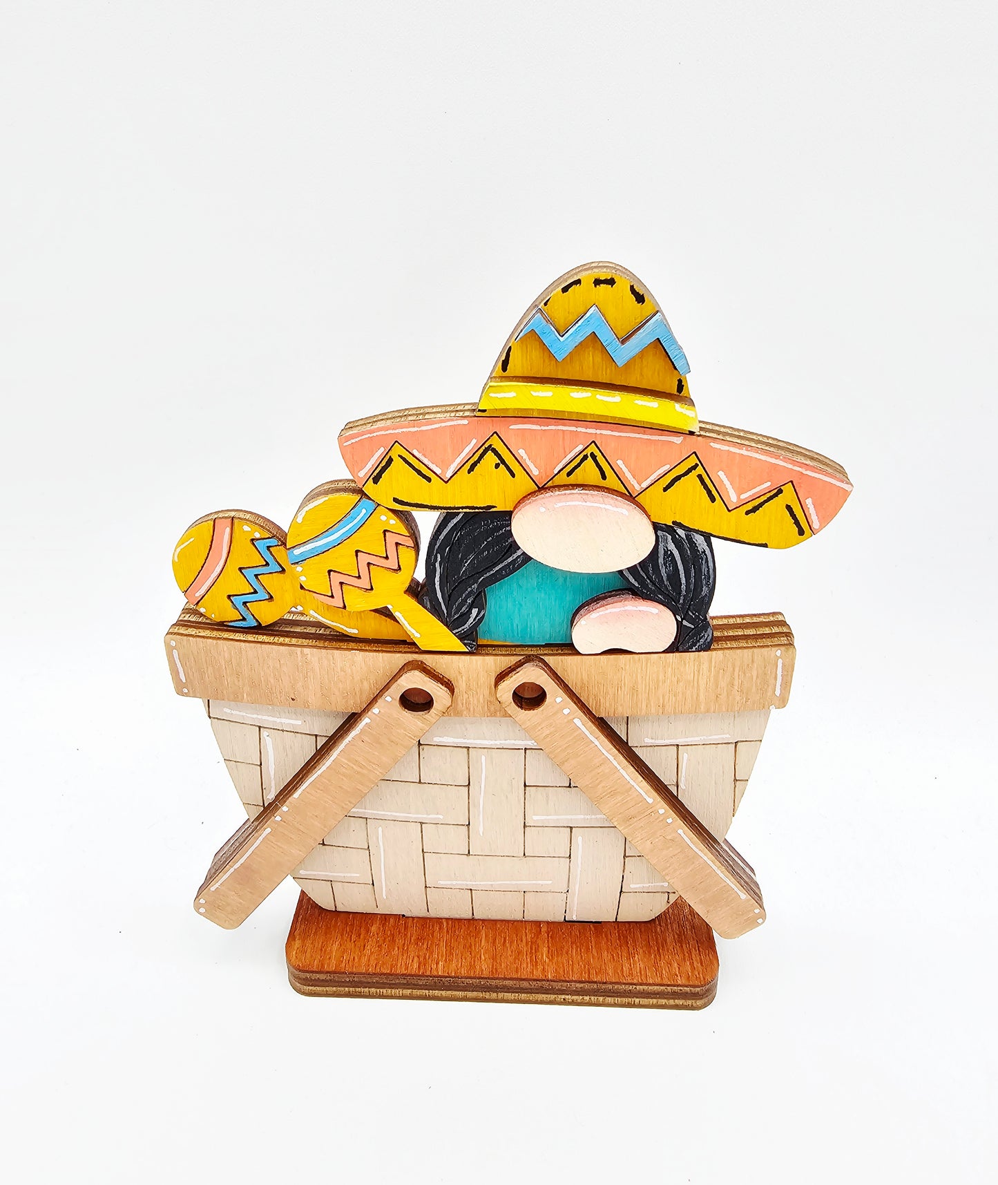 PAINTED - Cinco de Mayo Gnome Basket - Small