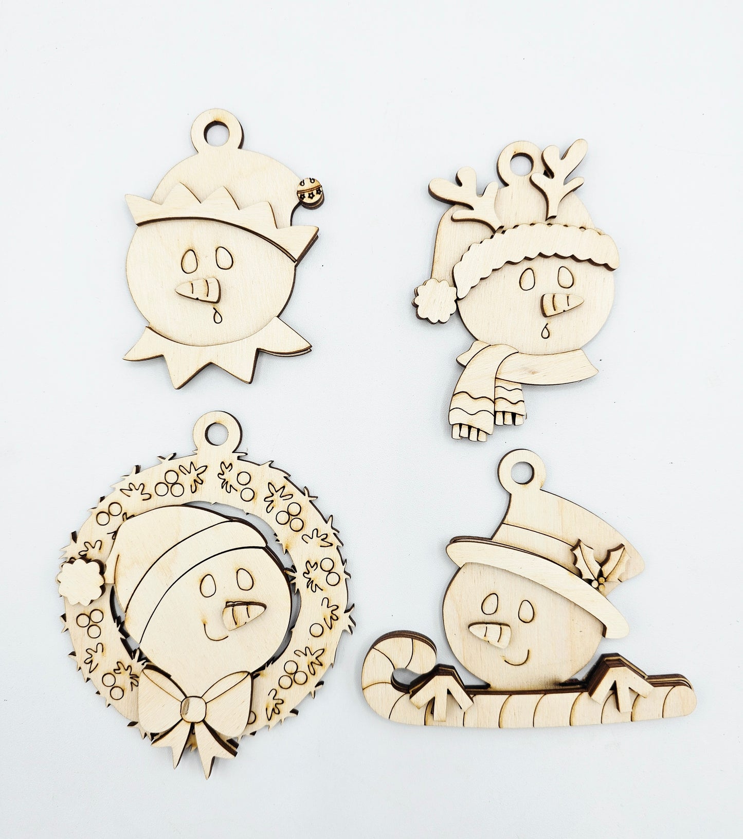 Snowman Head Ornaments Set of 12