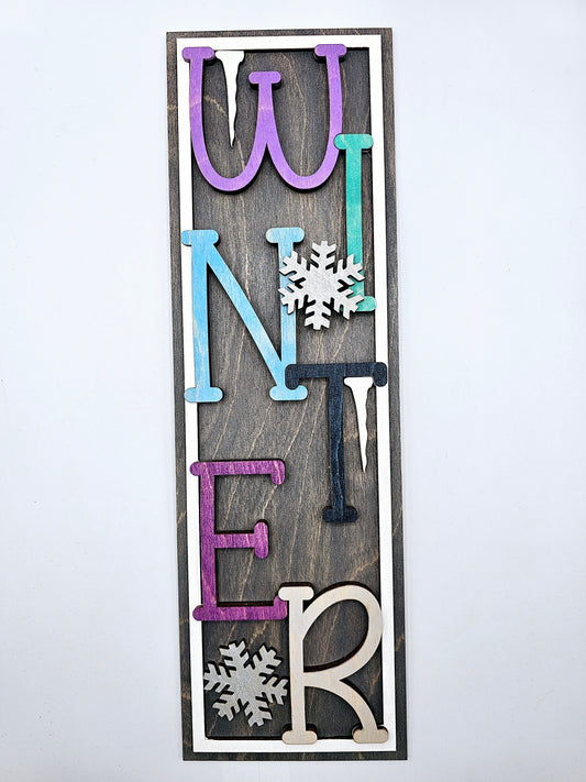 PAINTED - Winter Seasonal Leaner Sign