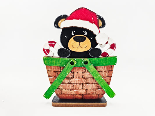 PAINTED - Christmas Bear Basket - Small