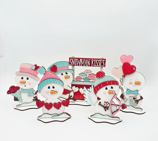 PAINTED - Valentine Snowman Sitters