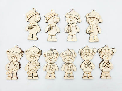Christmas Bear Ornaments Set of 10