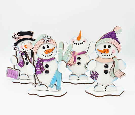 PAINTED - Snowman Sitters x4