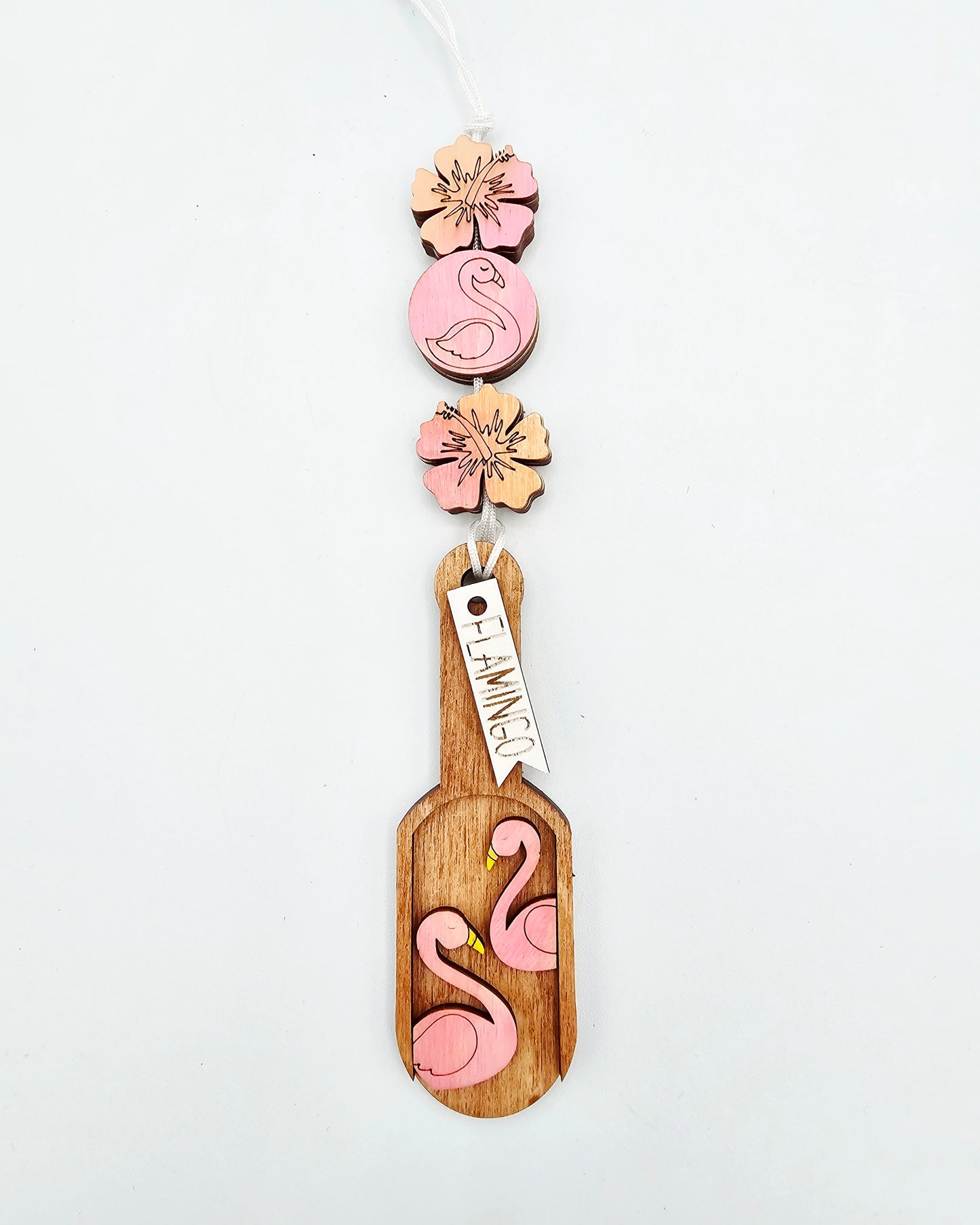 PAINTED - Flamingo Scoop Ornament Tag