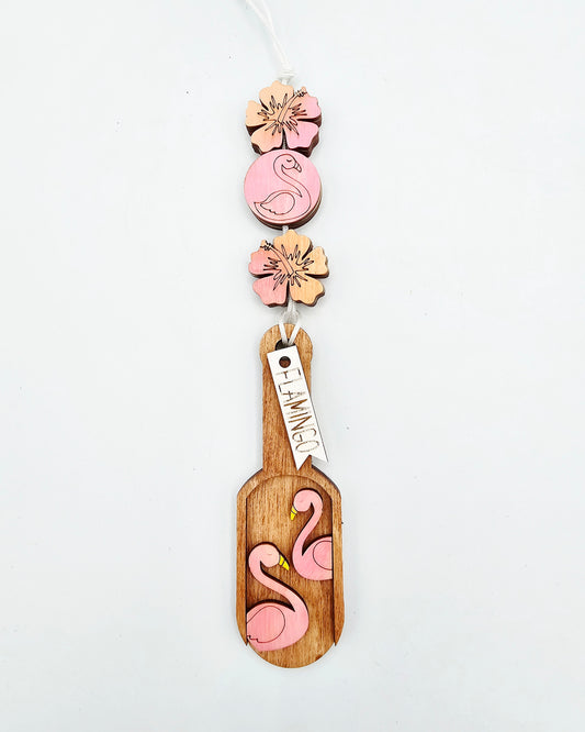 PAINTED - Flamingo Scoop Ornament Tag