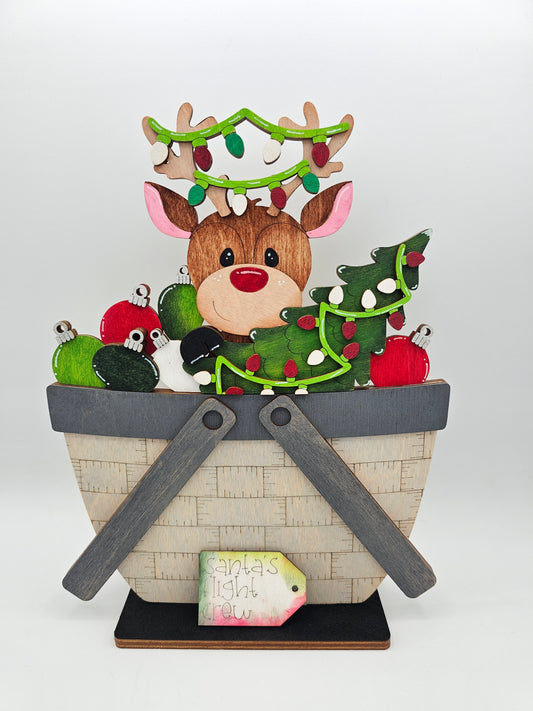 PAINTED - Reindeer Basket - Large
