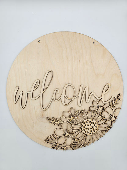 Welcome Floral Round - Side