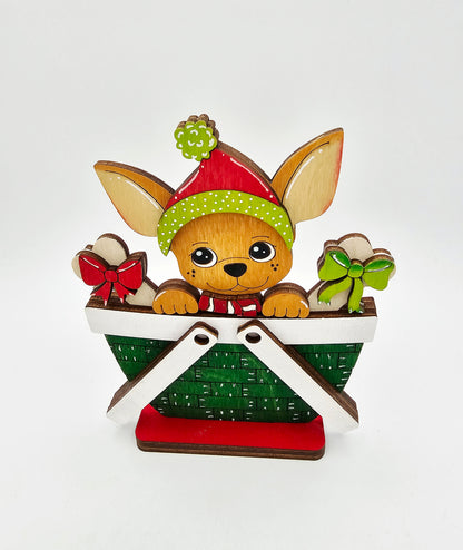 Christmas Chihuahua Basket - Small