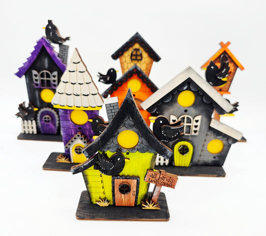 PAINTED - Mini Bird Houses - Short