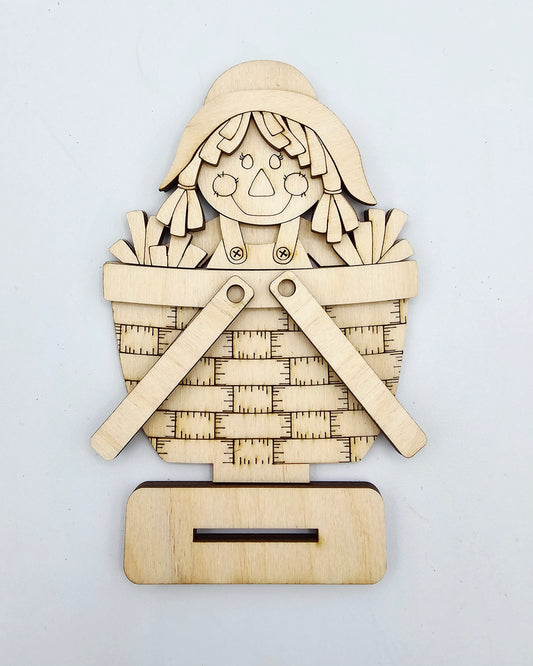 Fall Scarecrow Female Basket - Small