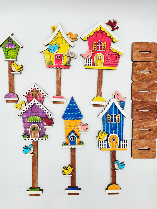 PAINTED - Mini Bird Houses - Tall